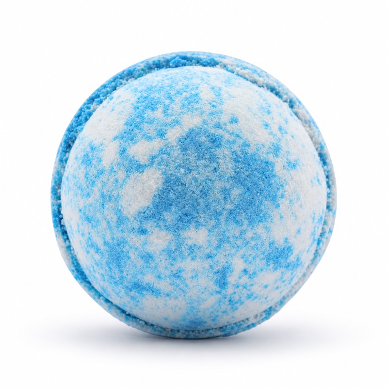 Bombe de bain artisanale élément Eau aux tons aquatiques avec pierre naturelle cachée, idée cadeau surprise pour femme