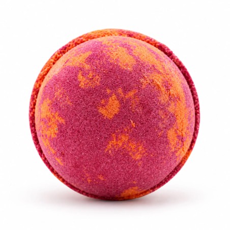 Bombe de bain artisanale élément Feu aux couleurs chaudes avec pierre naturelle cachée, idée cadeau pour homme