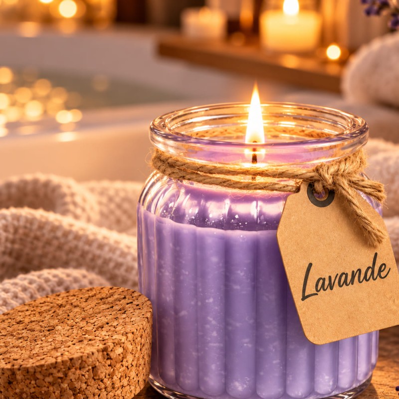 Acheter bougie lavande en cire de soja, petit cadeau parfumé