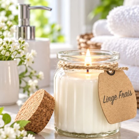 Bougie odeur linge propre cire de soja, idée cadeau maison