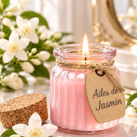 Vente bougie parfum jasmin en cire de soja, cadeau femme