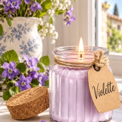 Bougie parfum violette en cire de soja, cadeau belle-mère