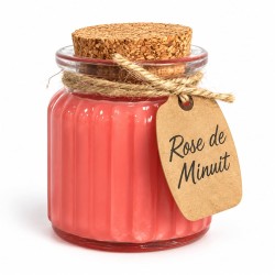 Bougie parfumée Rose de minuit en cire de soja dans un pot en verre avec couvercle en liège, idée cadeau romantique