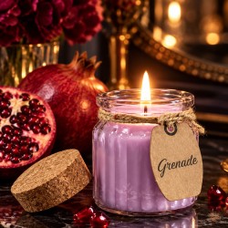 Bougie parfumée grenade cire de soja, cadeau porte-bonheur