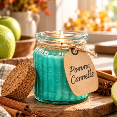 Bougie parfumée pomme cannelle en cire de soja, cadeau Noël