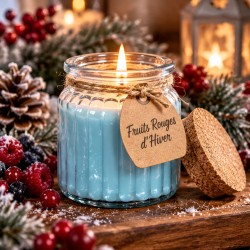 Bougie parfumée fruits rouges en cire de soja, cadeau Noël