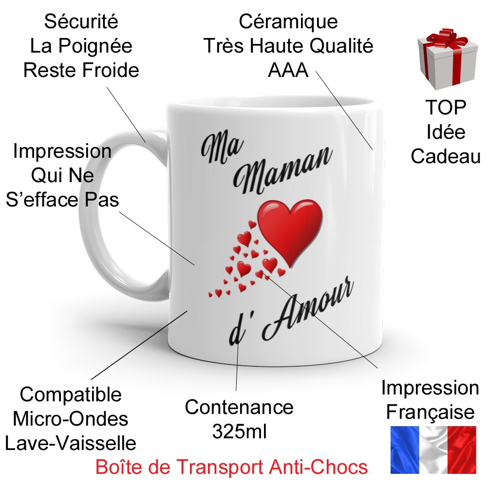 Mug Ma Maman d’Amour rouge pour un cadeau tendre et émouvant