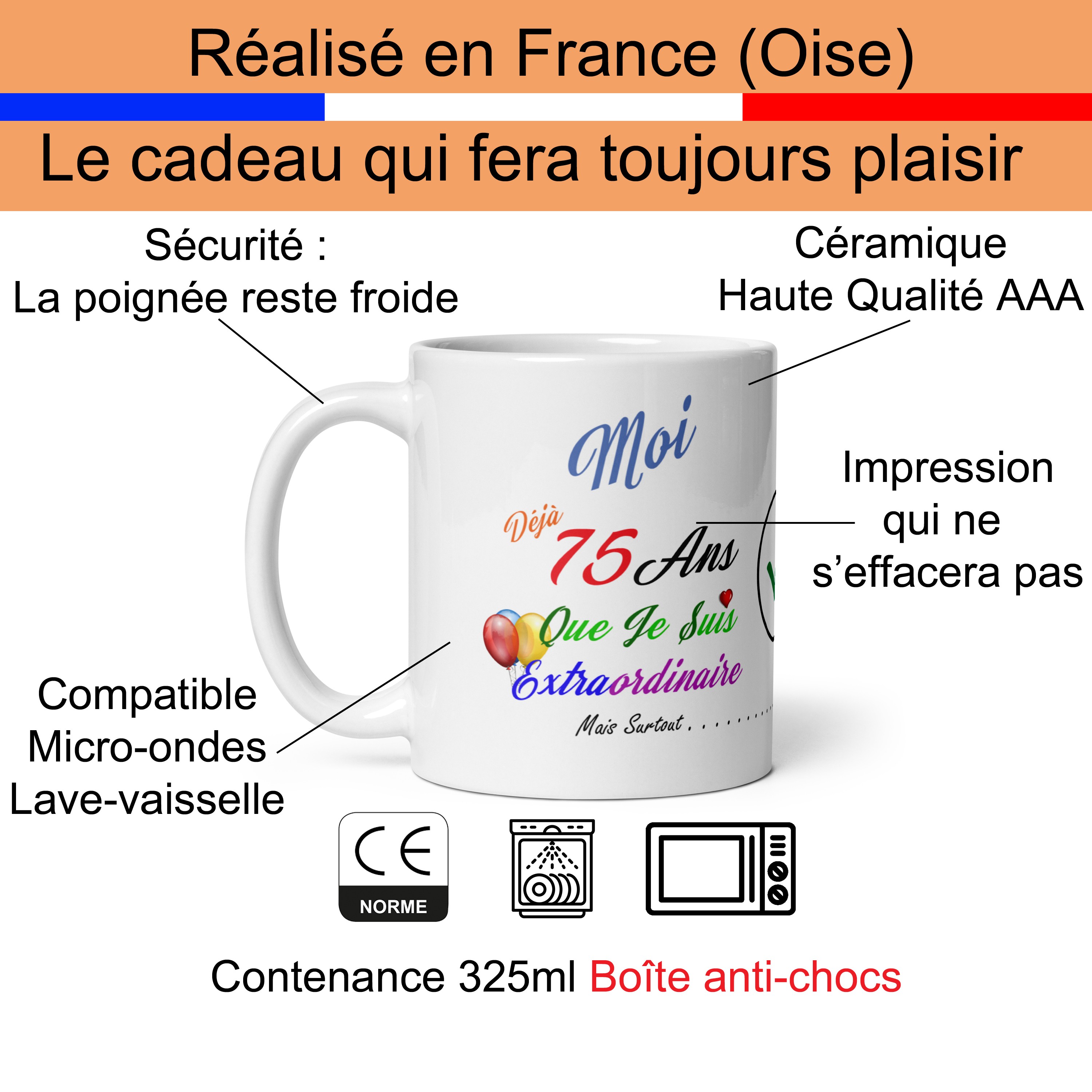 Tasse à Café Pour 75e Anniversaire, Cadeau De 75e